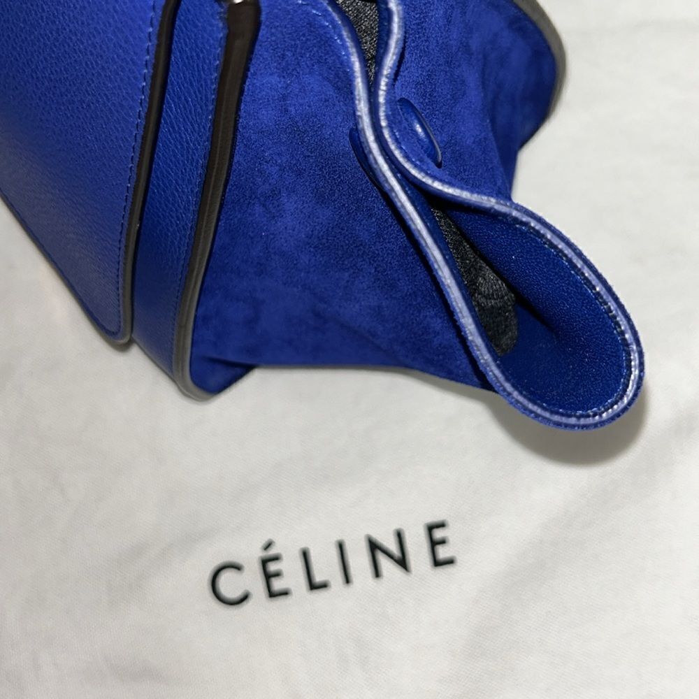 Authentic Celine Leather/Calfskin Suede Trapeze Indigo Shoulder/Top Hand… - Picture 6 of 17
